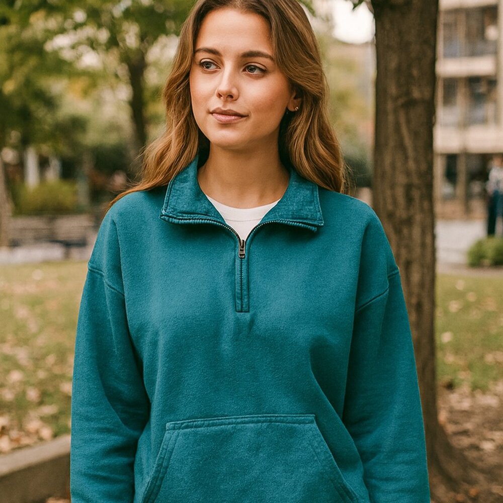All in Motion Fleece Lined Women XL Green Pullover Kangaroo Pocket Sport Outdoor